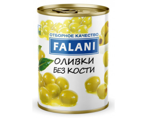 Оливки  зеленые без кости Falani 300 гр ж/б